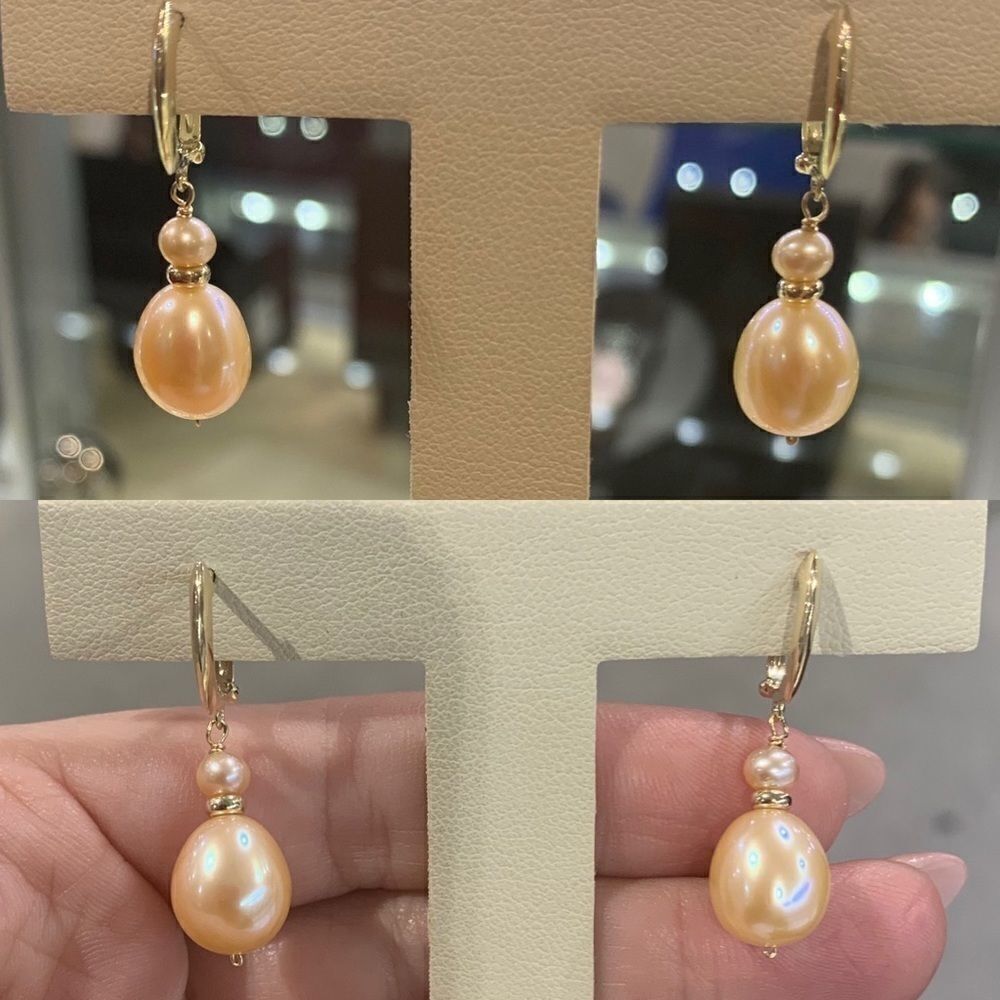 14k gold earrings Freshwater 3.5-8.5 mm Pe… - Picture 2 of 4
